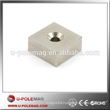 F30 x 30 x 15mm N42 Block Neodymium Magnet with d6.5mm countersunk